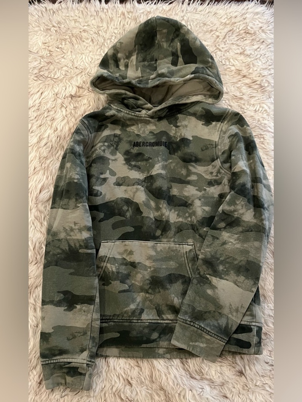 Abercrombie Kids Hoodie Sweatshirt - Green Camo - Boys 15/16